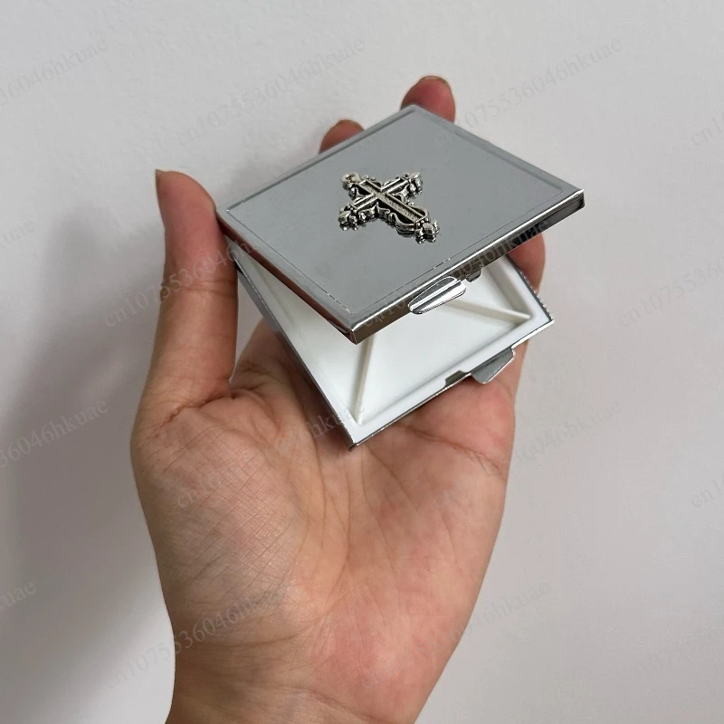 Gothic Cross Metal Pill Box, Portable Mini Pill Case, Magic Jewelry Storage for Alt Aesthetic