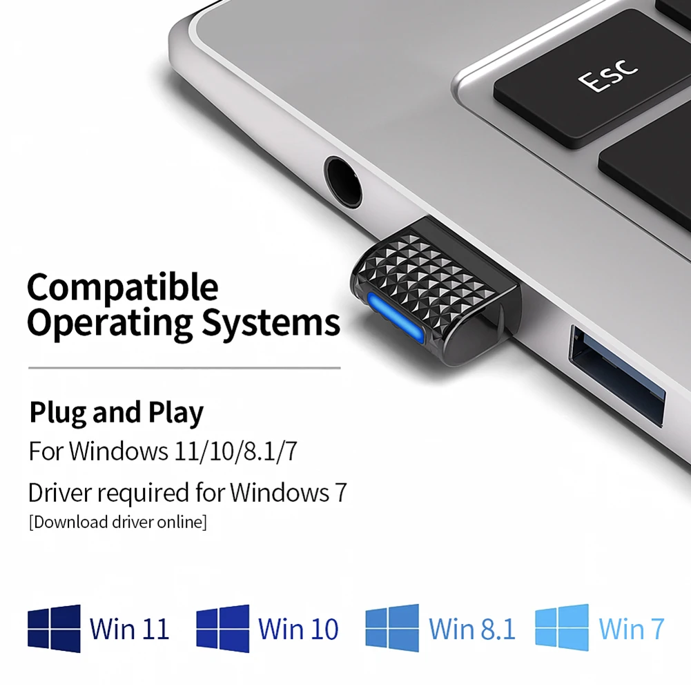 

USB-адаптер Bluetooth 5.4, беспроводной адаптер Bluetooth 5.3 для ПК, ноутбука, беспроводной динамик, аудиоприемник, USB-передатчик