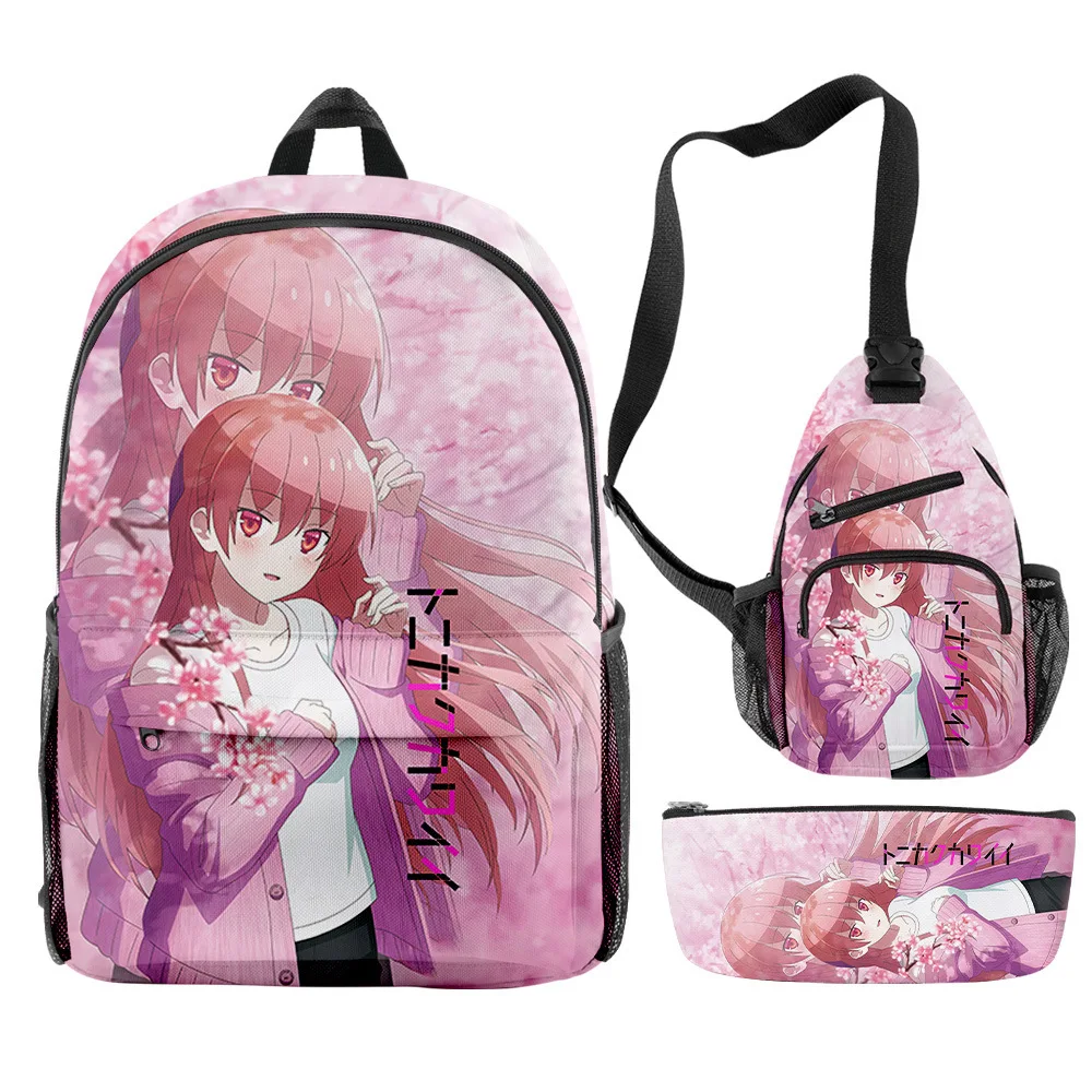 Classic Novelty Peculiar Cool Tonikawa Kawaii 3D Print 3pcs/Set pupil School Bags Travel Laptop Backpack Chest Bag Pencil Case