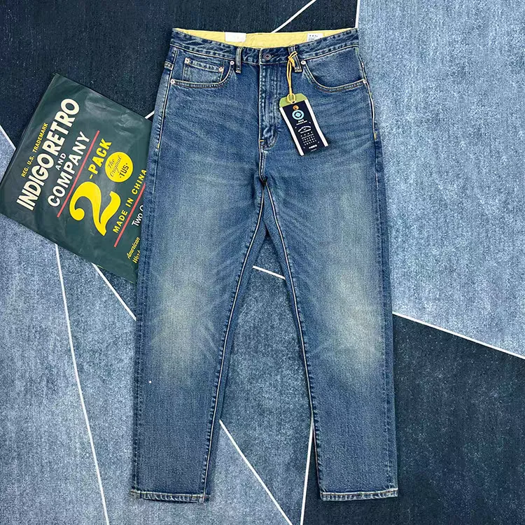 

New H5067 Men's Casual Cotton Denim Jeans mid Waist Long Trousers Straight Leg Worn in Comfortable Loose Fit Autumn Jeans