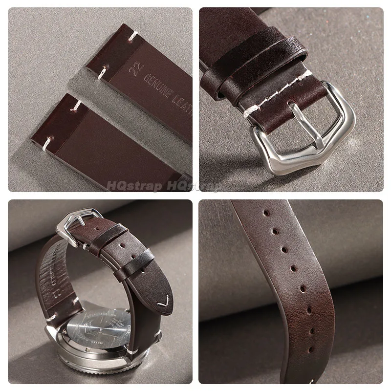 18/19/20/21/22/24mm lederen band vintage oliewas koeienhuid band voor Samsung Galaxy Watch 4 5 3 armband hoge kwaliteit polsband