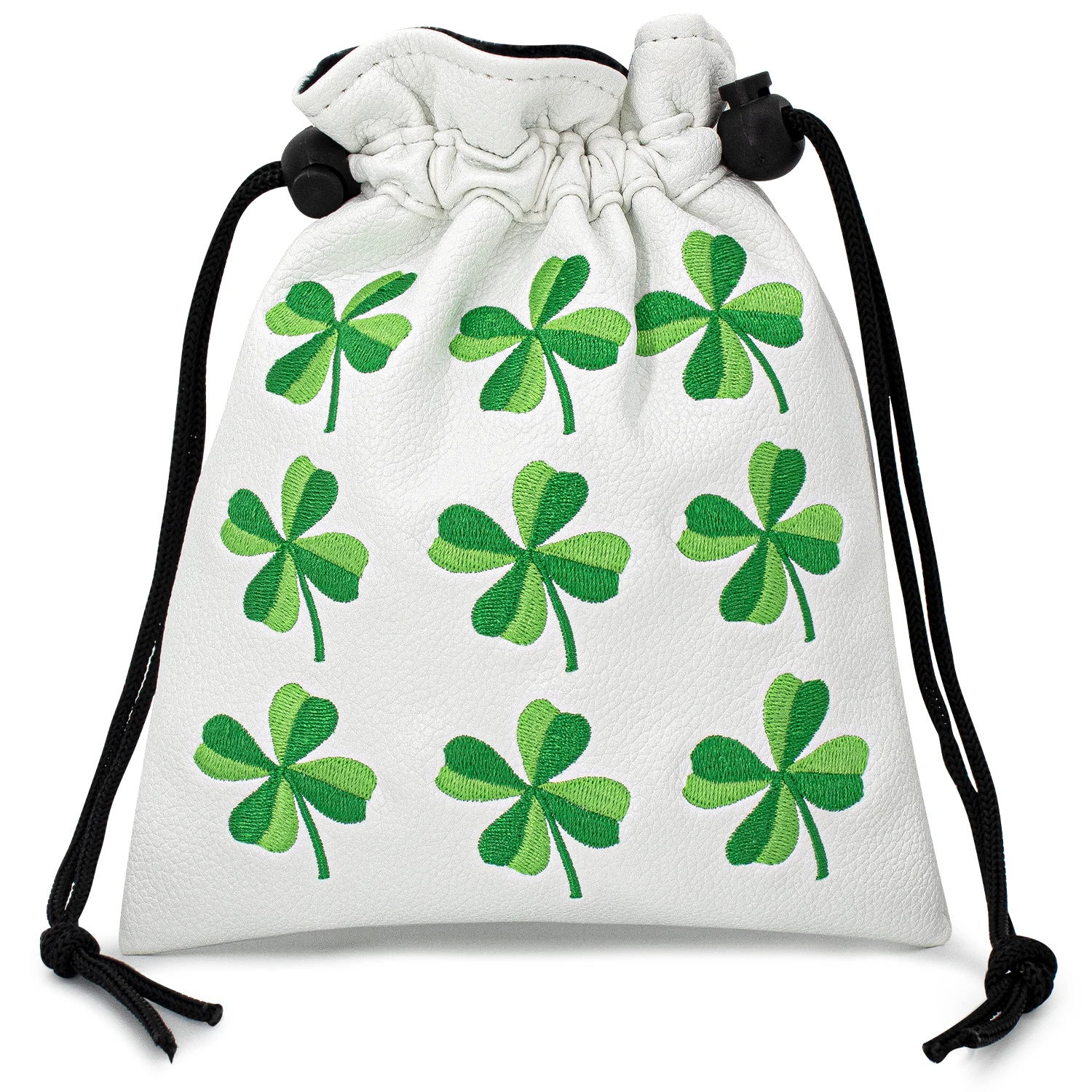 Golf drawstring bag with two tone clover design, stylish and durable, suitable for storing valuable items and easy to carry