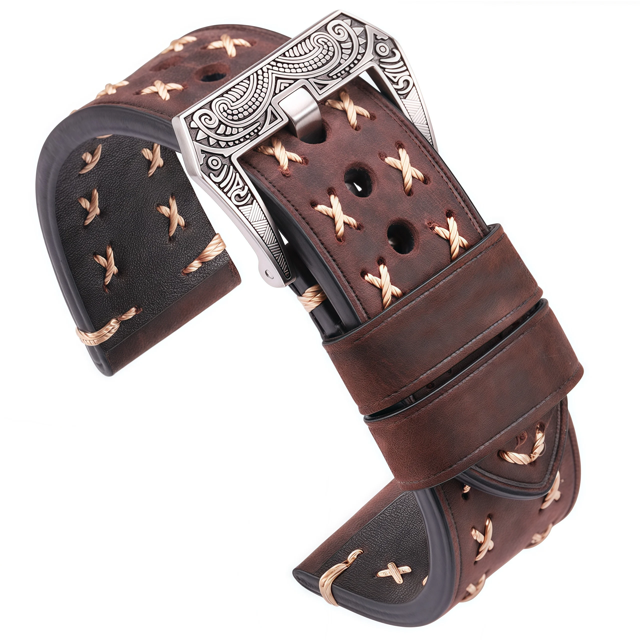 

Ремешки для часов ручной работы с пряжкой из нержавеющей стали в стиле ретро 22 мм 24 мм для мужчин и женщин из натуральной кожи, ремешок для часов, ремень, аксессуары для часов