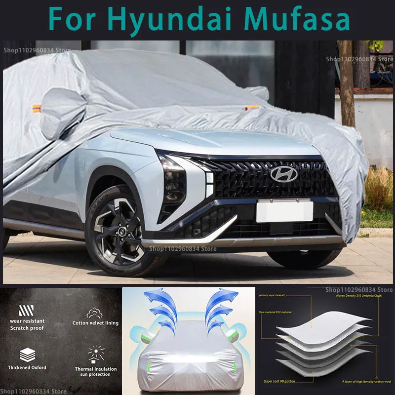 

Автомобильные чехлы для Hyundai Mufasa 210T, водонепроницаемые, полностью защищающие от УФ-лучей, пыли, дождя, снега, защитный чехол для автомобиля