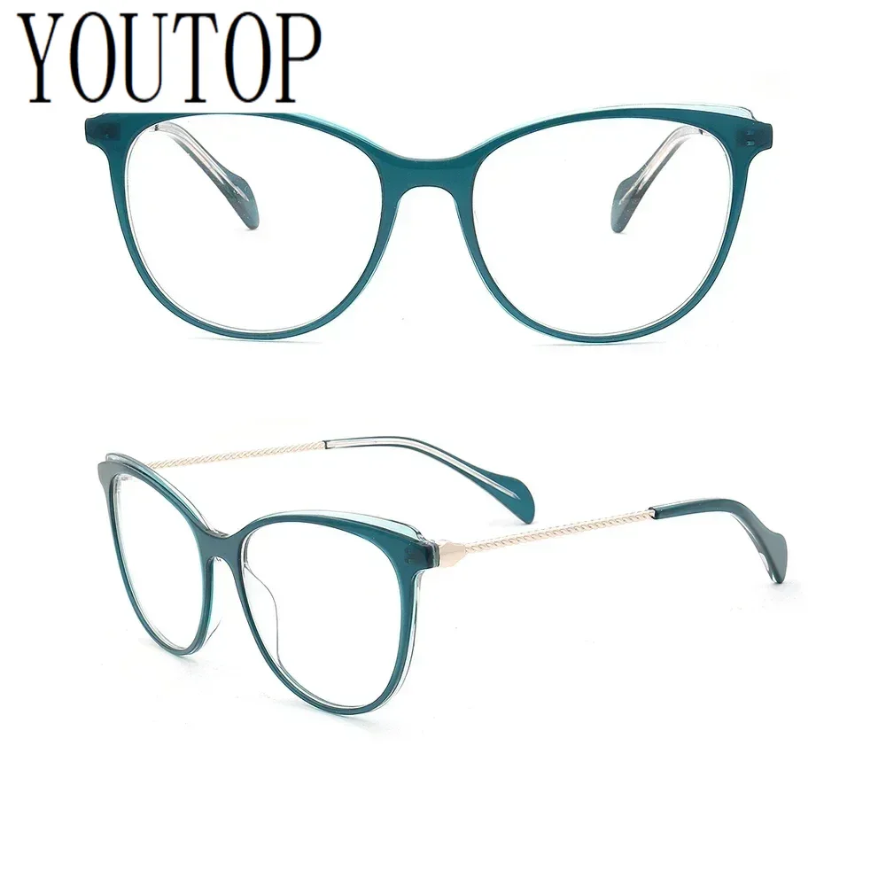 

Женские круглые оправы для очков для женщин, оправа для очков из ацетата кошачьего глаза, металлическая полная оправа, модная ретро винтажная тонкая оправа для очков