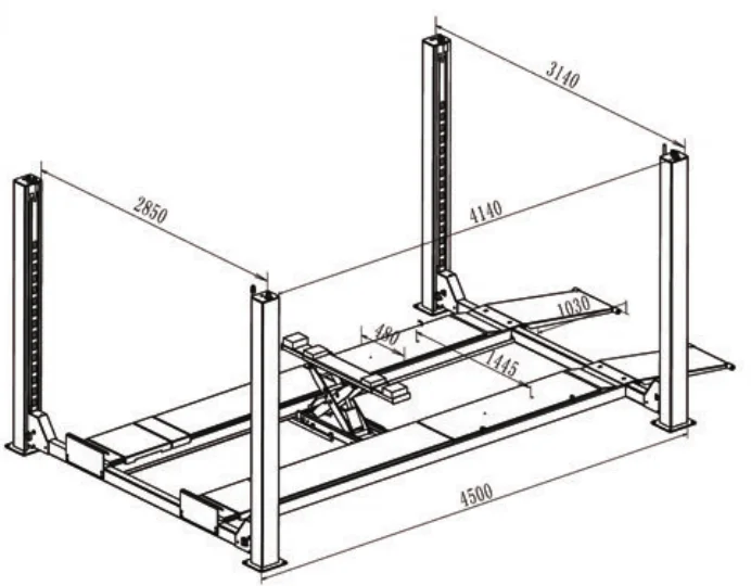 MENGTAI TJST-6835 Electric Four-Post Car Lift 4 Ton Capacity Automotive Lift For Chassis Repair Wheel Alignment Vehicle