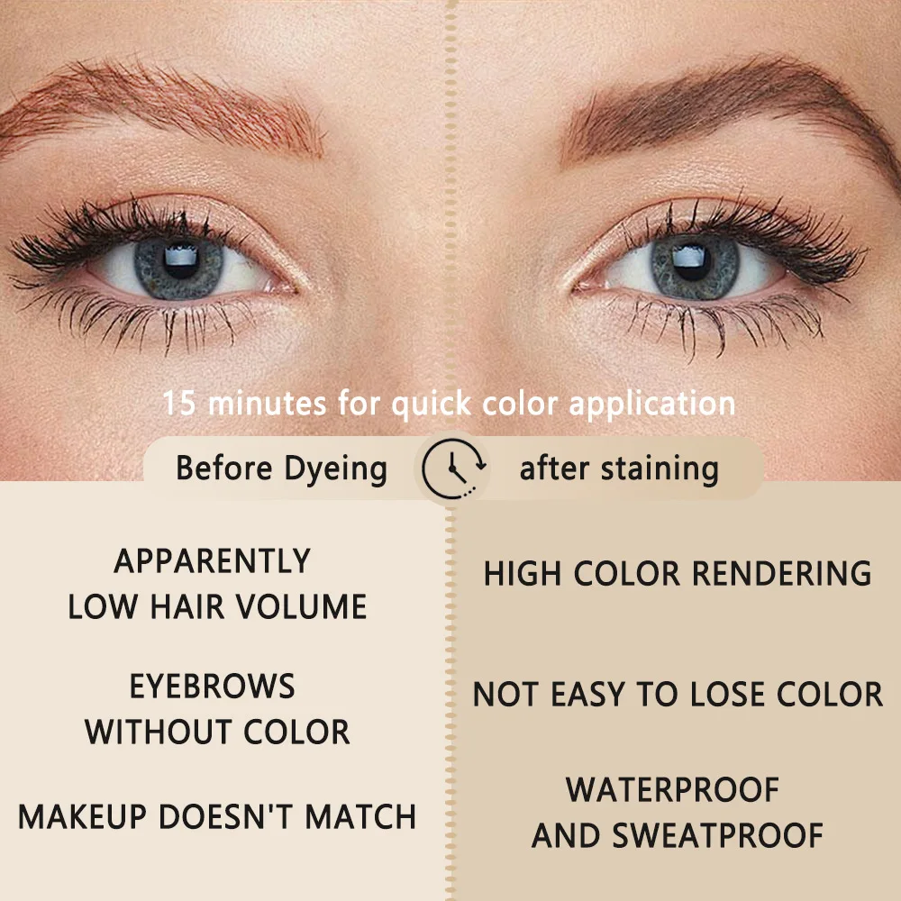 ICONSIGN Eyelashes & Eyebrow Tint Dye กันน้ํา Long-Lasting Eyebrow Kit กึ่งถาวร Eyebrow Enhancers สีดําสีน้ําตาล