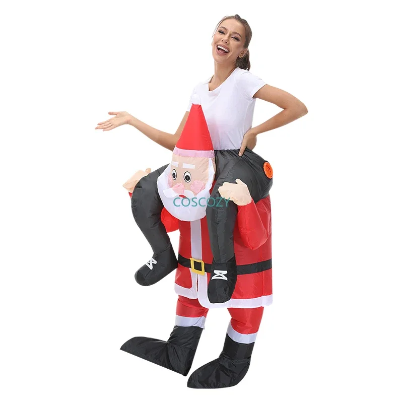 New Christmas Adult Riding-Santa Claus Inflatable Costumes Halloween Party Mascot Fancy Role Play Xmas Disfraz for Man Woman