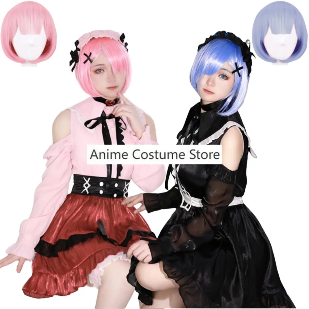 

Anime Ram Rem Re:Life in A Different World From Zero Cosplay Costume Wig Lolita Dress Uniform Halloween Stage Performance Suit