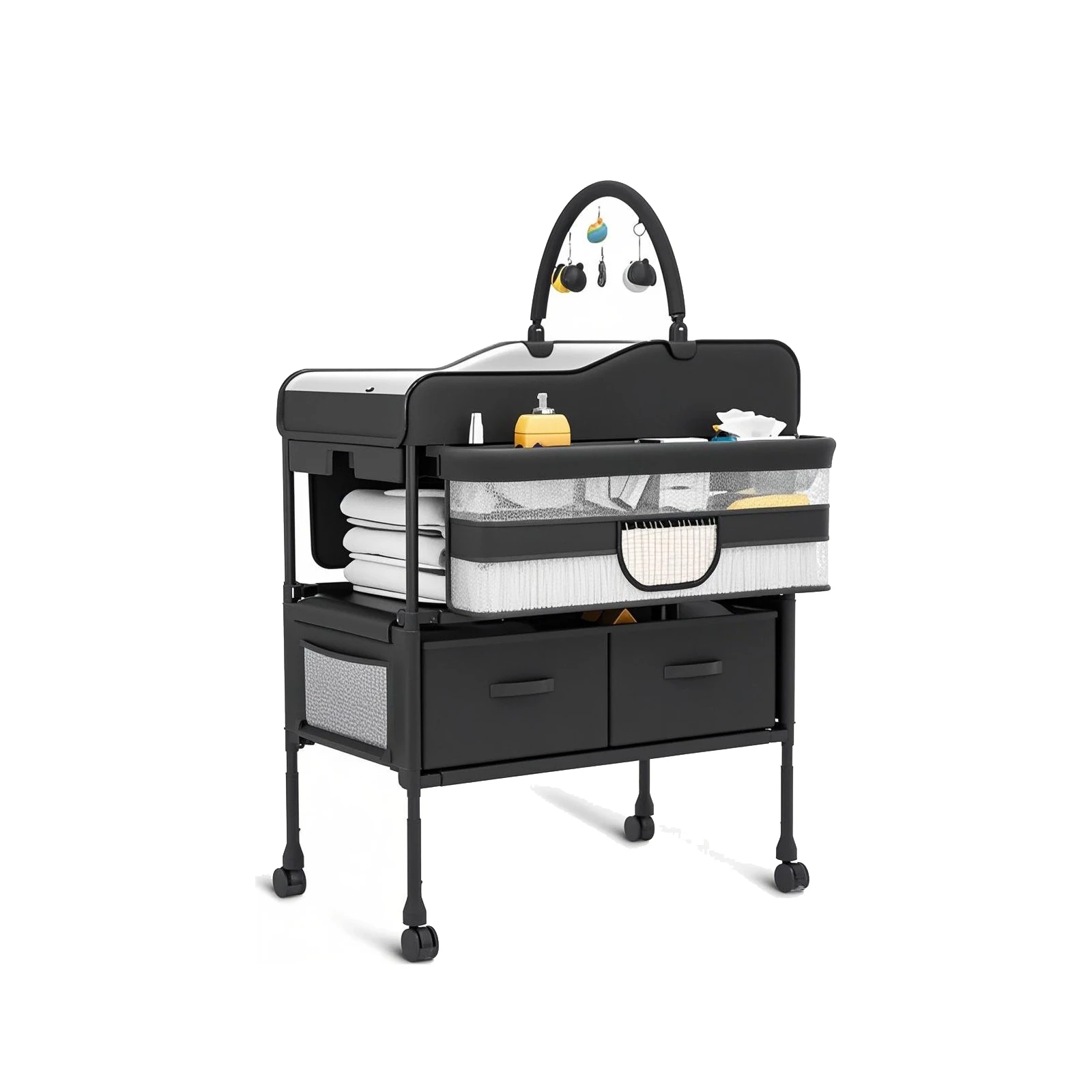 طاولة تغيير حفاضات الأطفال المحمولة مع درجين، طاولة تغيير قابلة للطي، محطة تغيير حفاضات قابلة للتعديل للطفل #2