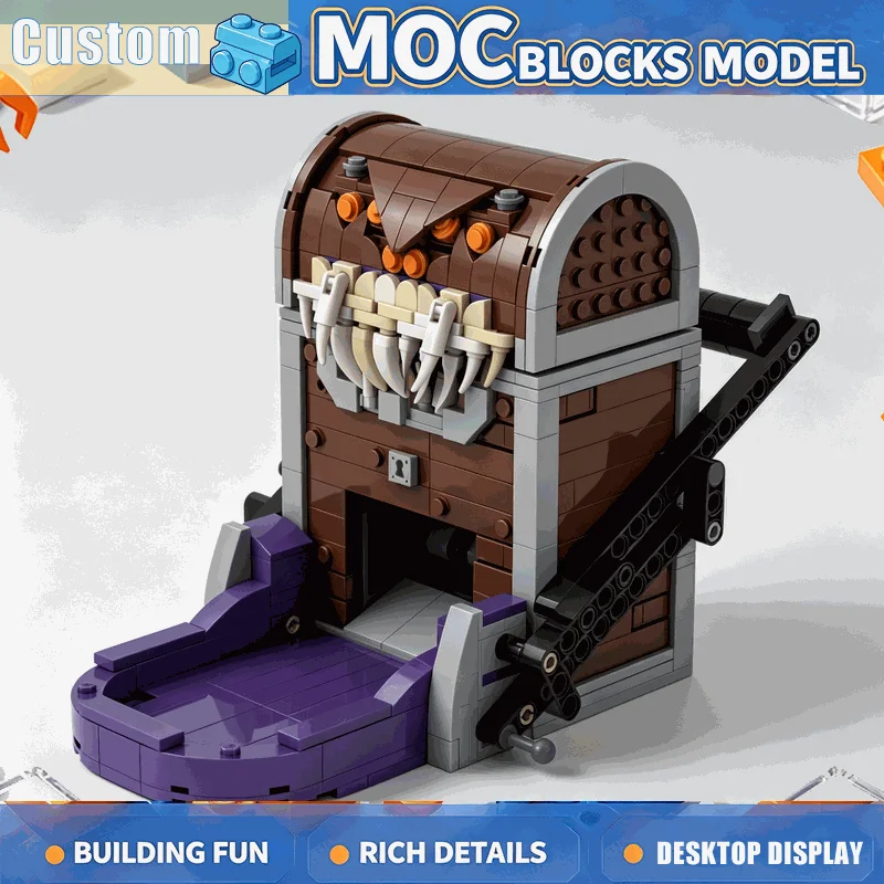 NEW 586PCS Fantasy Treasure Chest Dice Tower Building Blocks Interactive Tabletop Game Accessory DIY Assembly Model Display Gift