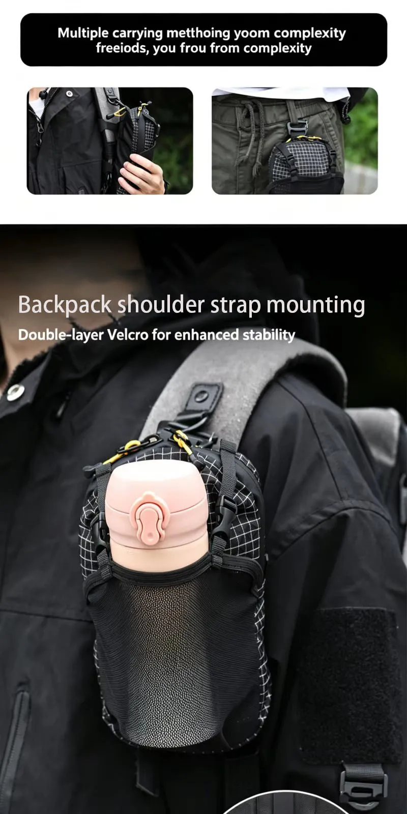 Rucksack-Schultergurt-Zubehörtasche, Smartphone-Tasche, wasserdichte Gurttasche für Sport, Wandern, Camping, leicht – Detail 5