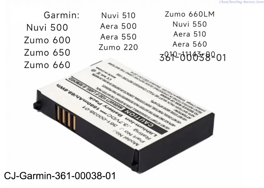 ALLCCX 3.7V 1880mAh Battery 010-11143-00,361-00038-01 for Garmin Nuvi 500,Zumo 600,Zumo 650,Zumo 660,Nuvi 510,Nuvi 550,Aera 560