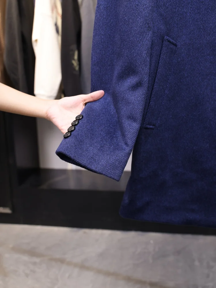 Homesi 2025 осень-зима мужской простой костюм с воротником 00 шерстяное повседневное пальто средней длины Faion Urban Sle молодежная верхняя одежда