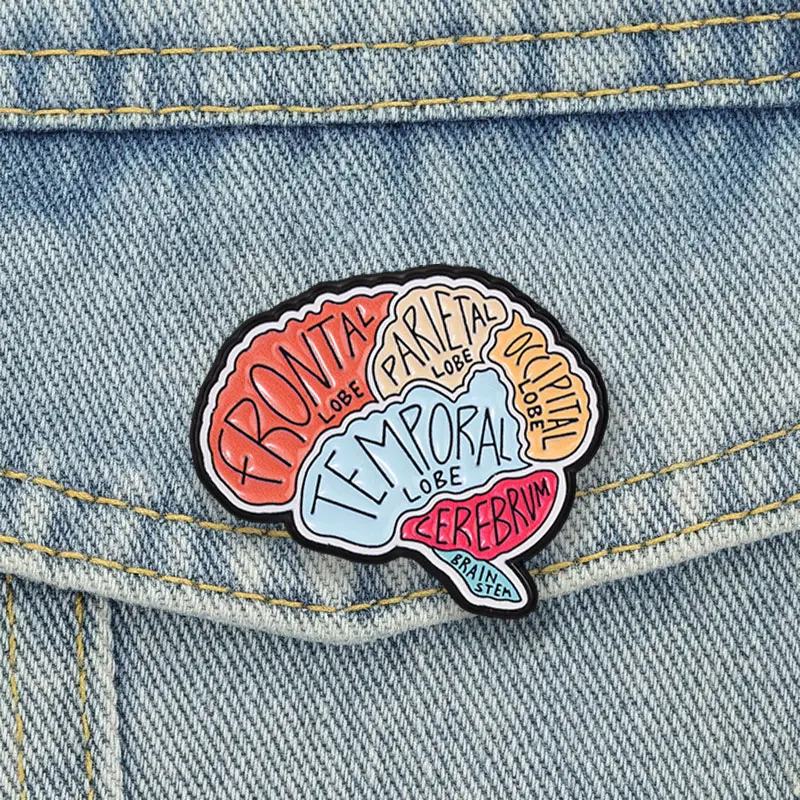 Brain Anatomy Badge Colorful Brain Lobe Structure Medical Enamel Pins Psychology Neuroscience Brooch Accessories Decor