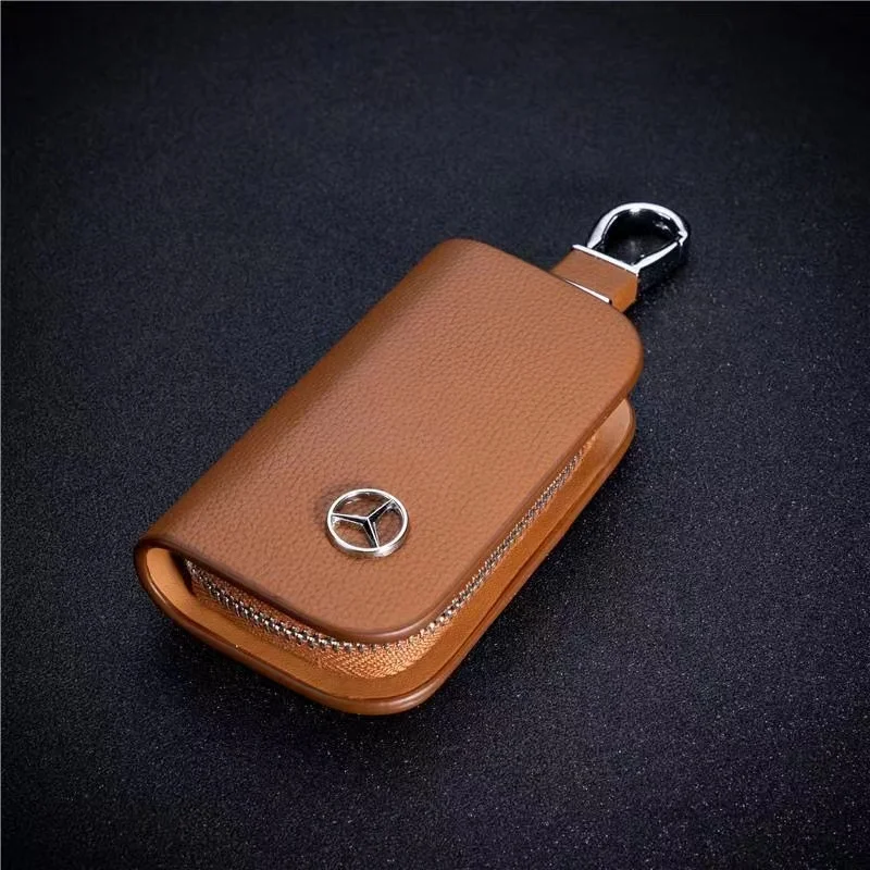 Leather Car Key Bag Wallet Case Key Fob Cover Shell Keychains For Mercedes benz AMG C E S GLE CLC Class W204 W203 W205 W124 W221