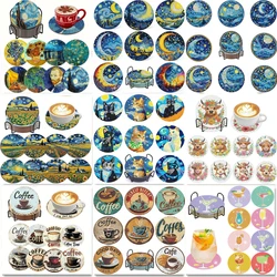 8 pieces/set of diamond painting coaster set, DIY coaster with holder, suitable for beginners and adults as diamond craft gifts