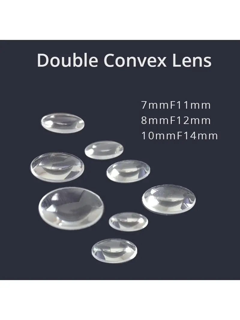 2 SZT. 7mm 8mm 10mm Optyczne Soczewki PMMA Plastikowe Dwukonwekcyjne Soczewki Optyczne Ogniskowa LED Koncentrator Soczewki Światła Biconwekcyjne Lentes — zdjęcie 2