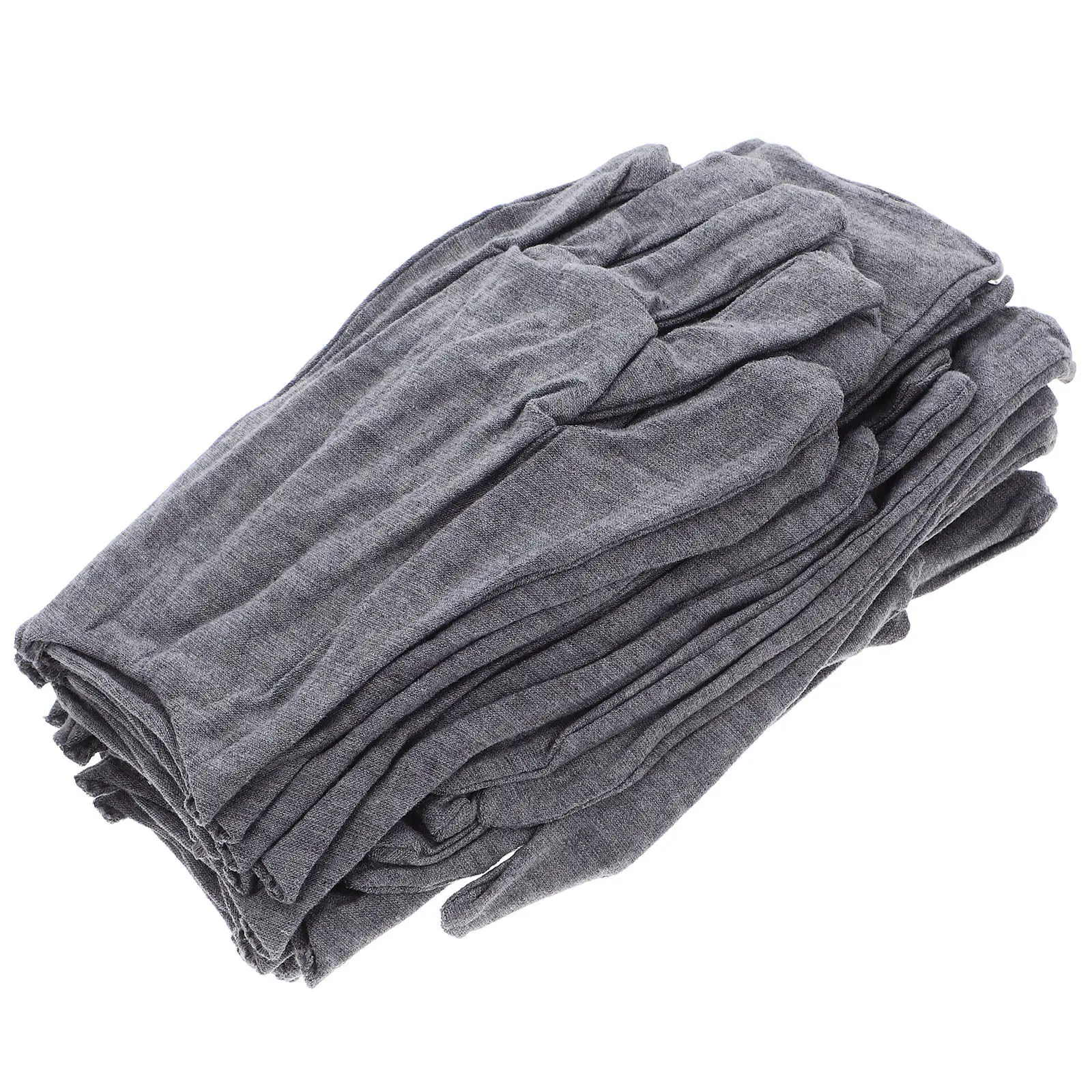 

12Pcs Gray Cotton Gloves Non Slip Work Gloves for Traffic Control Ceremonial Duty Labor Protection Industrial Safety Gardening