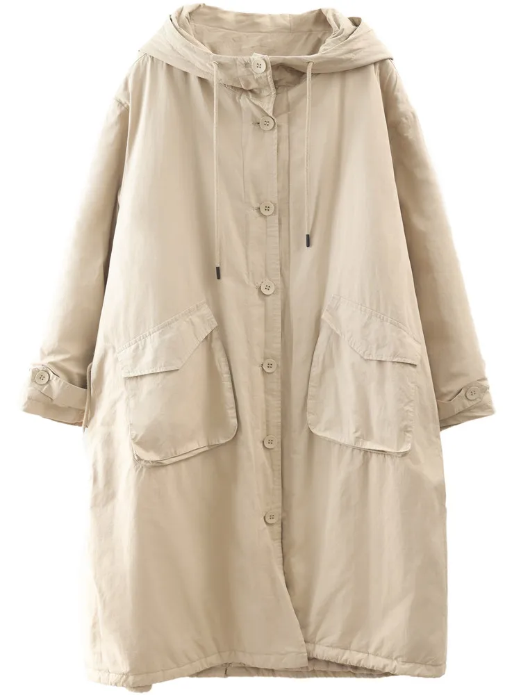 Autumn/Winter 2026 New Women's Windbreaker Cotton Jacket Hooded Loose Cotton Jacket