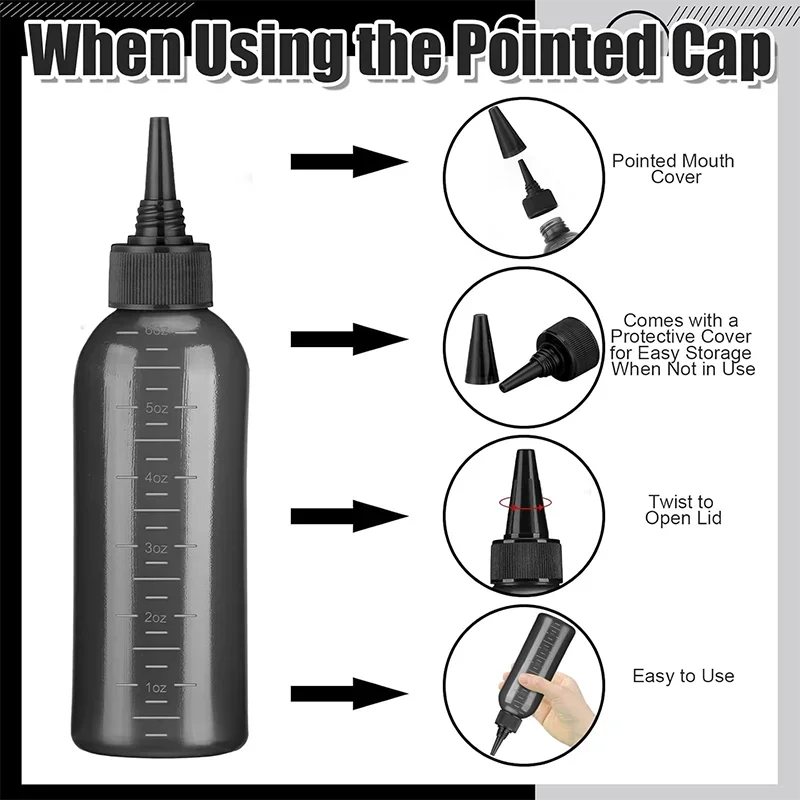 1/2/3Pcs 180ml Hair Applicator Squeeze Bottles, Refillable Bottles with Precision Tip & Measurement Marks for Hair Dye