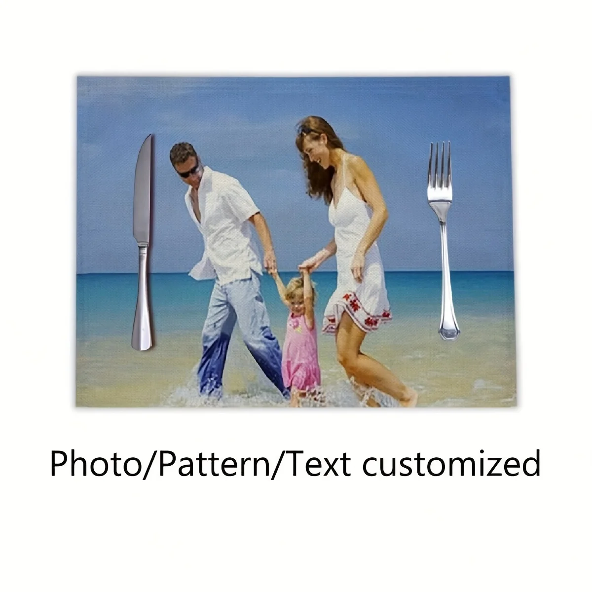 1pc Customized Linen Placemat with Personal Photo Print, Single-Sided Durable Table Mat for Kitchen and Dining Decor Gift