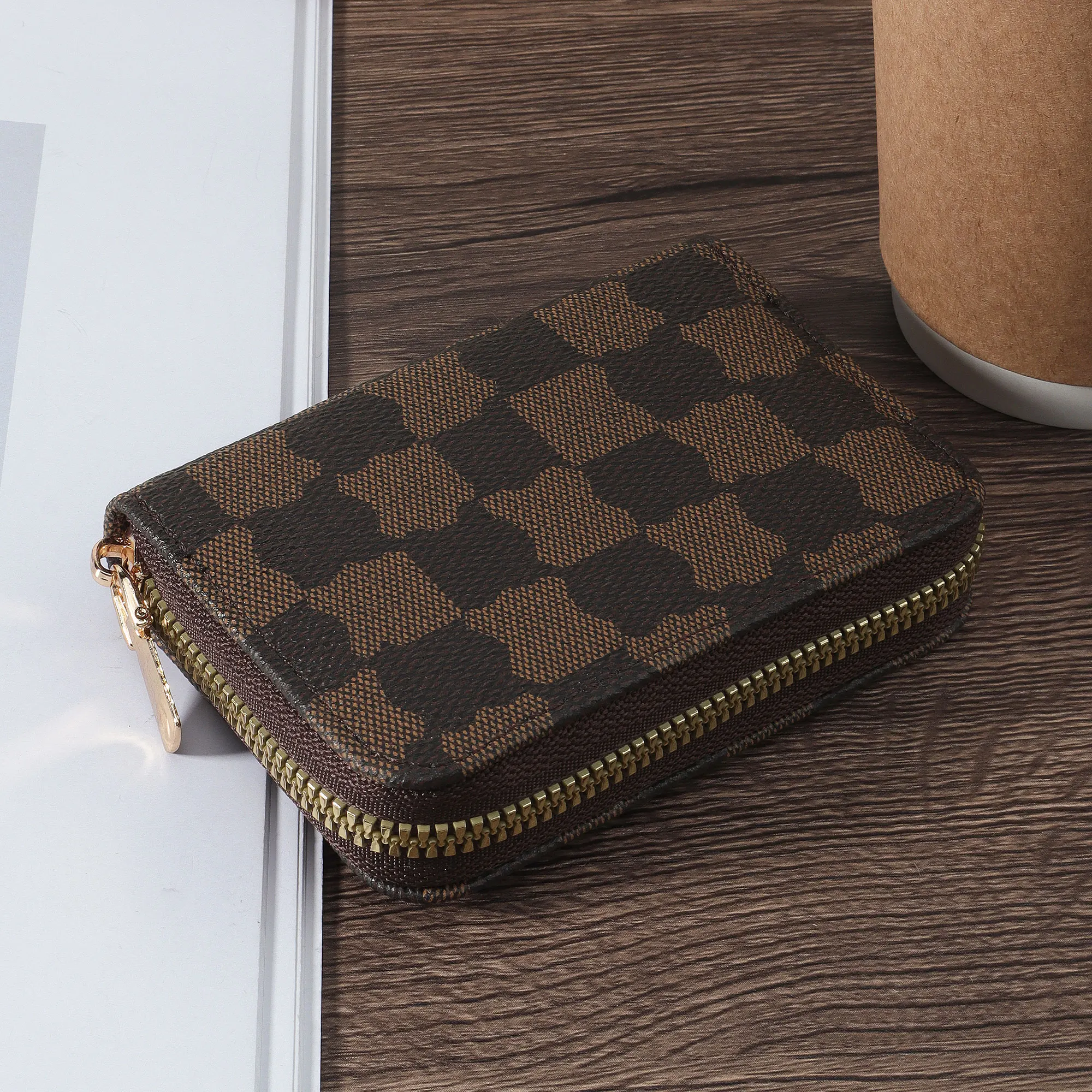 Carteira de cartão de crédito para mulheres, Zipper Around Coin Wallet, Case Holder, nova moda