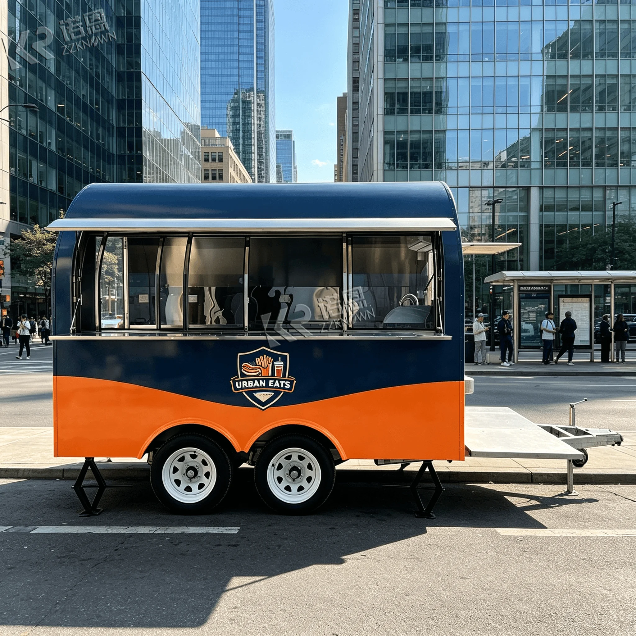 2m Curved‑Shape Towable Food Concession Trailer 304 Stainless Steel for Carnival Small Snack Selling