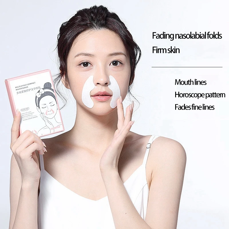 HUNMUI 5Pair Frown Lines Removal Patch Nasolabial Folds Anti-Wrinkle Mask Anti-Aging Stickers Moisturizing Firming Face