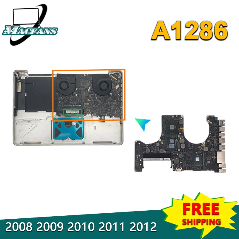 2011  A1286 Motherboard for MacBook Pro Logic Board A1286 2.0GHz/2.2GHz/2.3GHz/2.6GHz 820-3330-B  820-2915-A/B 2012 Year