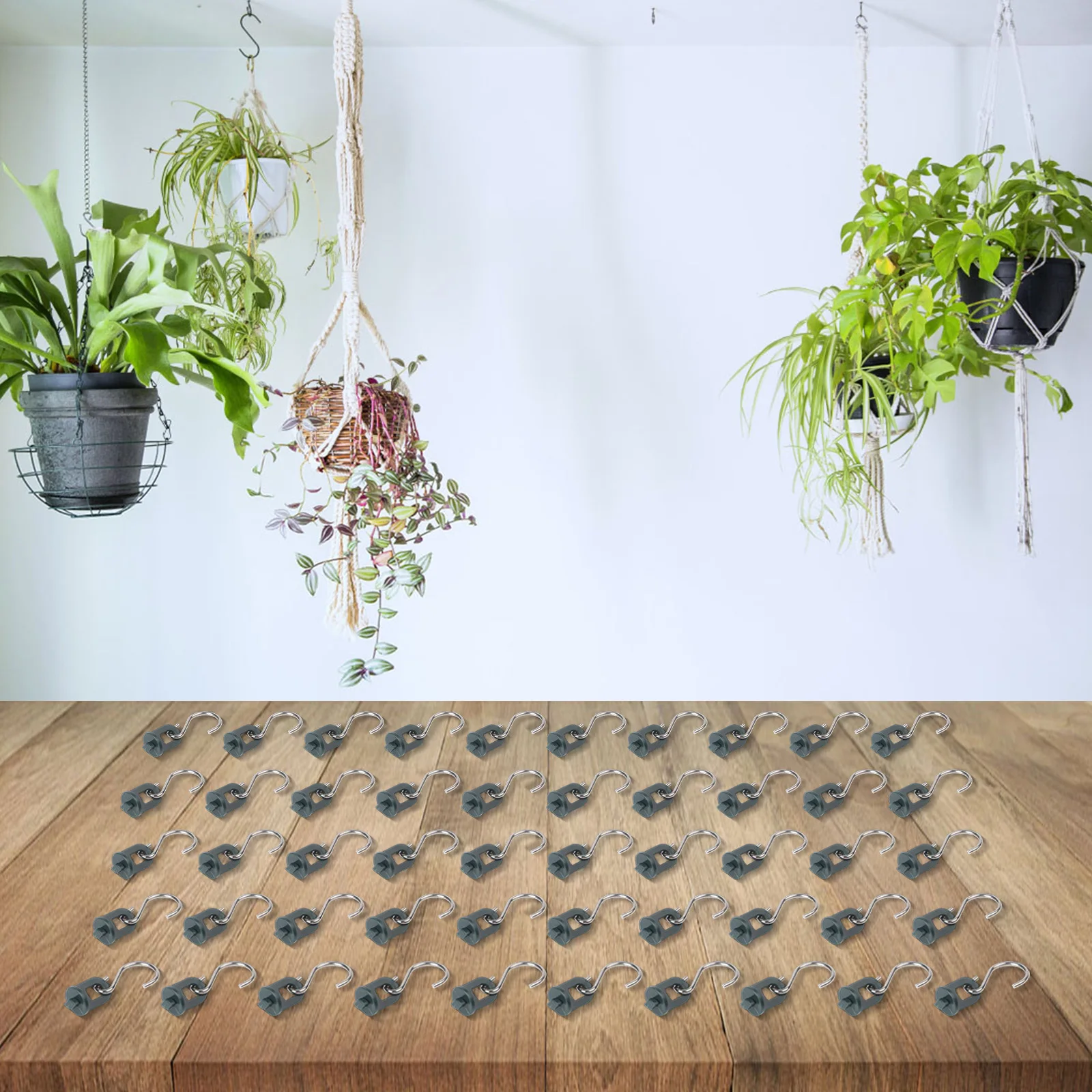 

Greenhouse Clips with S Hooks for Secure Plant Hanging 50 Clips and 50 Hooks for Efficient Gardening Solutions