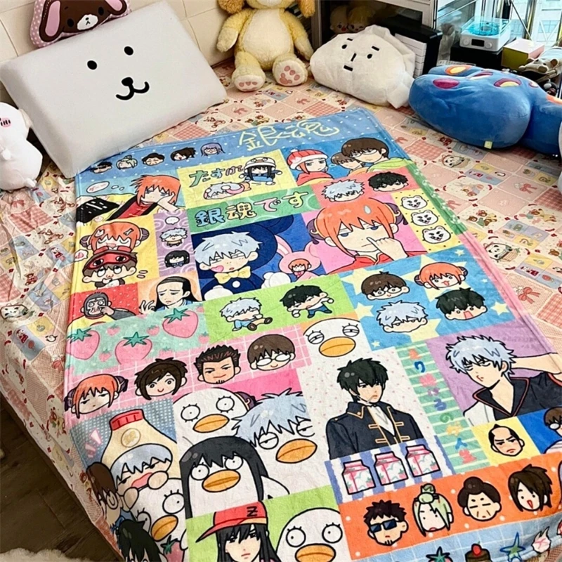 

Gintama Fleece Blanket Soft Fluffy Anime Cosplay Cloak Light AC Use For Fans Teens Adults Cozy Home Sofa Bed Convention Gift
