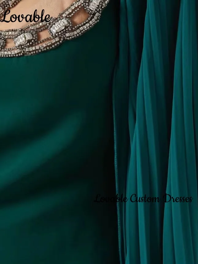 カスタマイズ可能なノースリーブ高級ドレス、イブニングマーメイドワンショルダーエレガントドレス、女性用フロア丈ビーズドレス
