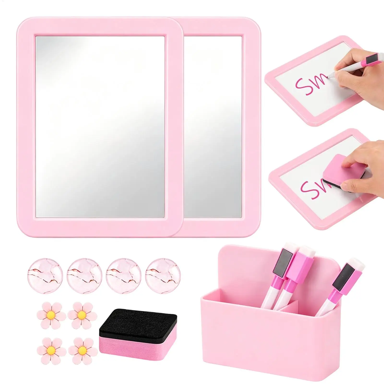 15-Piece Pink Cute Dry Erase Board School Supplies School Locker Mirror Board Magnets Back To School Party Office Supplies