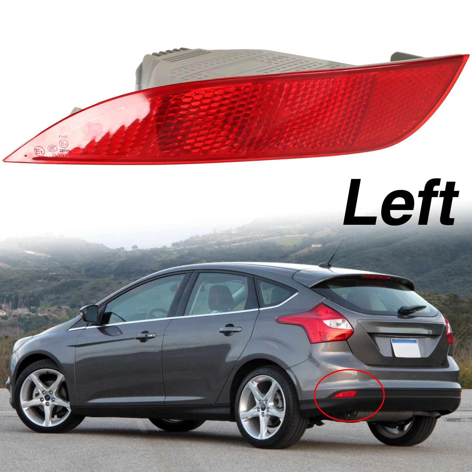 Left Rear Bumper Fog Light Lamp For Ford Focus Hatchback MK3 2015 2016 2017 Tail Lamp Reflector Light Fog Lamp Brake Light