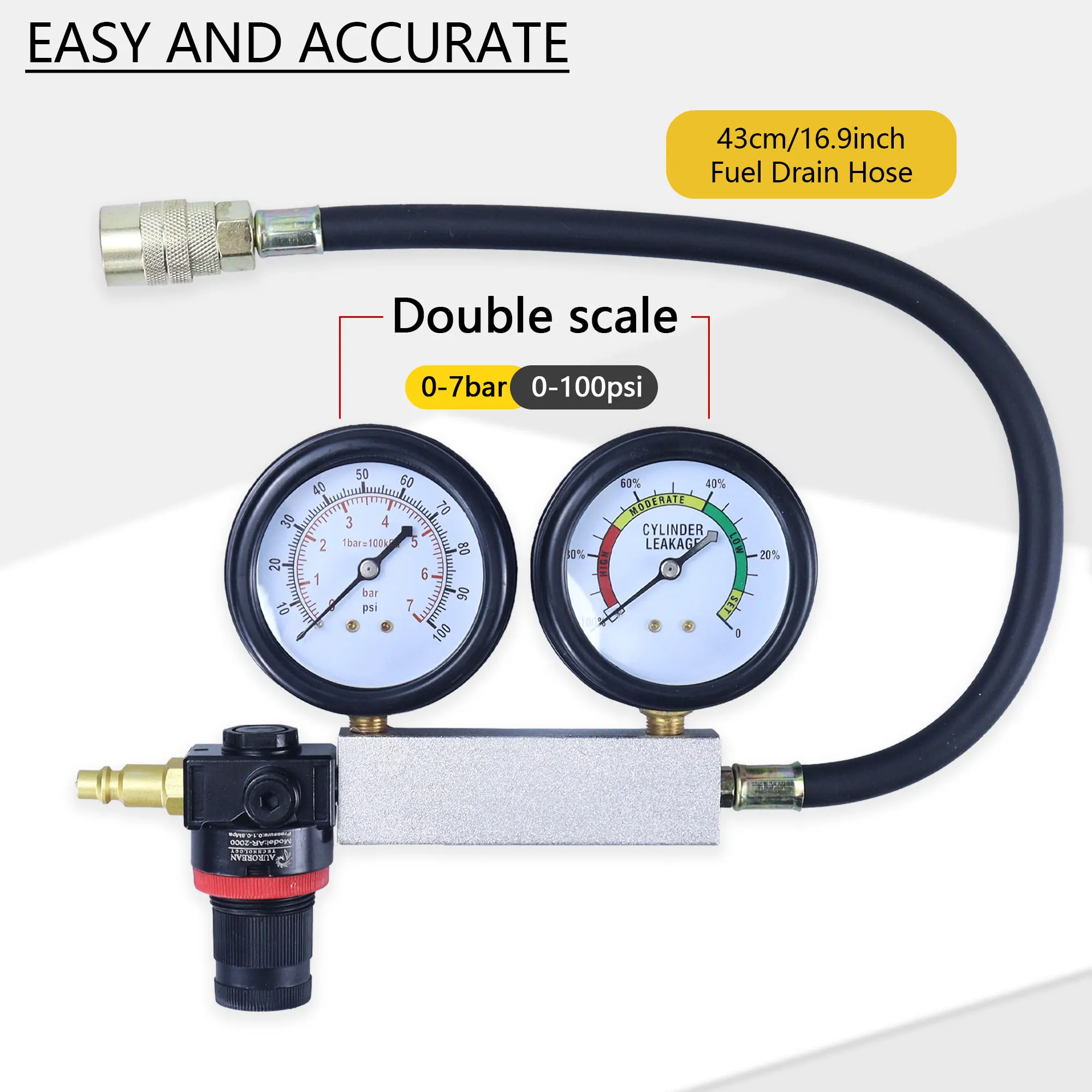 Cylinder Leak Down Tester Engine Compression Tester Kit Dual Pressure Gauges Car cylinder Engine Compression Detector