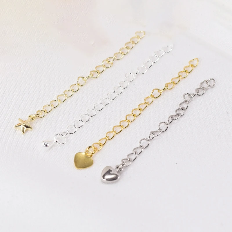 5cm Extension Chain for Bracelet Necklace Copper Tear Drop Heart Star Ends Diy Jewelry Findings