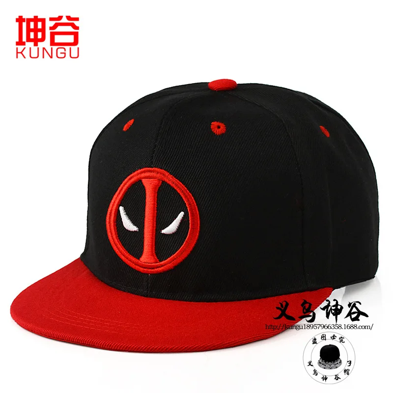 Deadpool Embroidery Cap Logo Embroider Baseball Caps Children Adjustable Sunshade Hats Hip Hop Hat Flat Brim Streetwear Decor