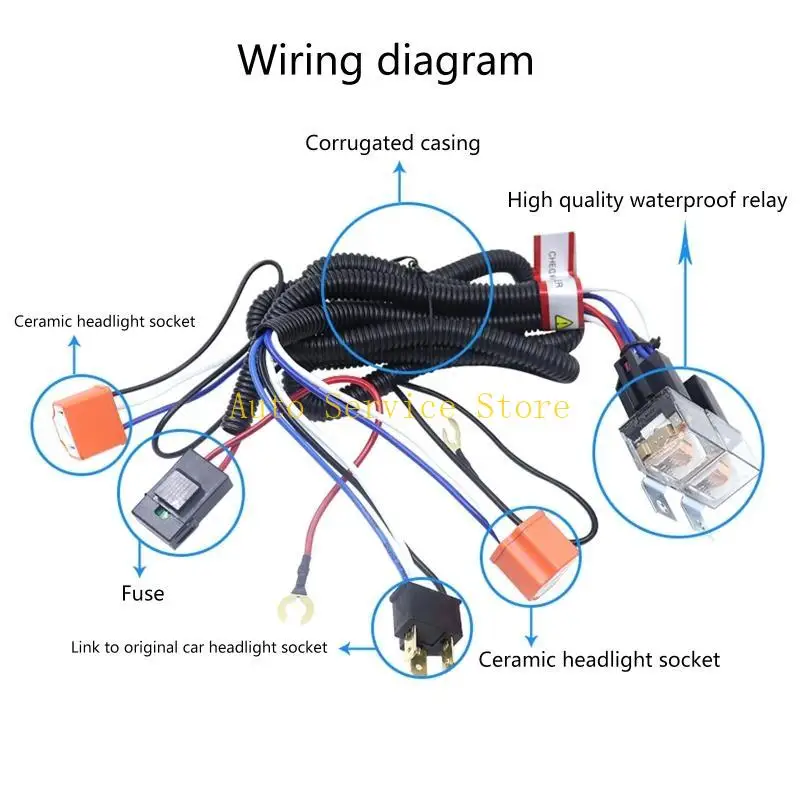 12V/24V H4 Car Led Xenon Wire Harness Controller For Car Headlight Retrofit for Cars Light 2 Ceramic Socket Plug