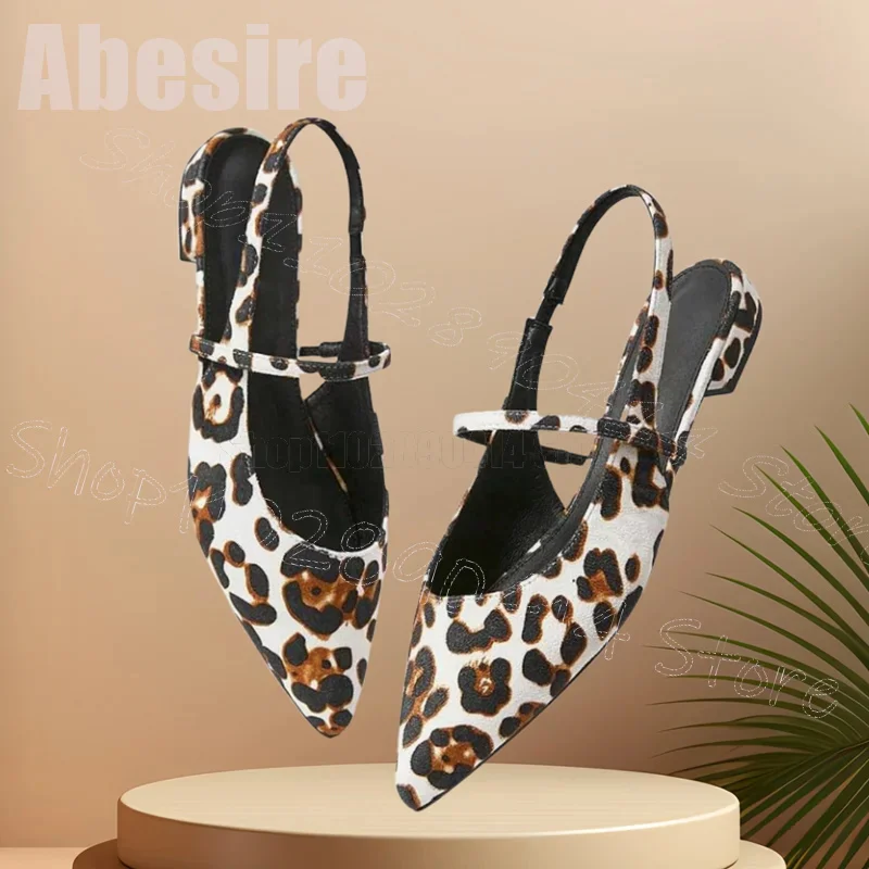 

Leopard Print Hollow Cut Heel Pointed Toe Pumps Buckle Strap Women Shoes Low Top Fashion Party Banquet 2025 Zapatos Para Mujere