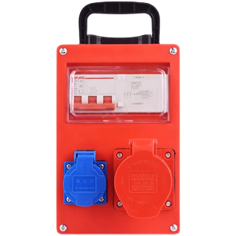 Construction site distribution box, second and third level socket box, portable waterproof industrial maintenance power box