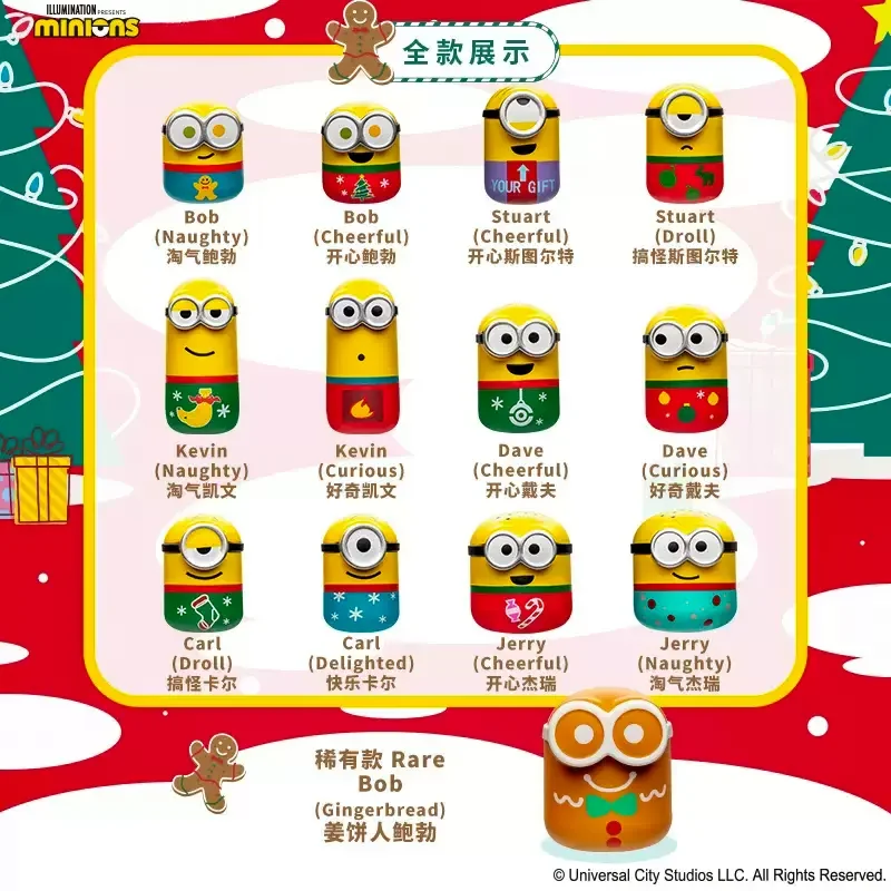 Nuova versione Kawaii Q Minions impilata vacanza limitata scatola cieca giocattoli per bambini regali di compleanno di Natale ornamenti per il