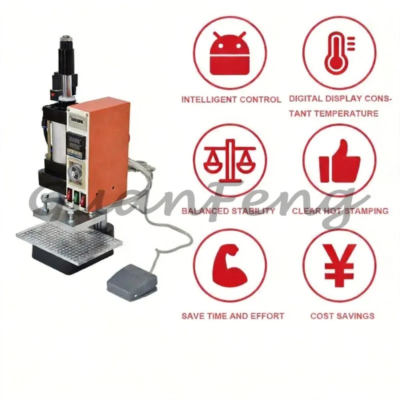 Pneumatic Hot‑Stamp Embosser Machine 110V‑220V, Custom Logo Heat Press Tool for Leather, Paper, Wood and PVC Card Printing - view 4