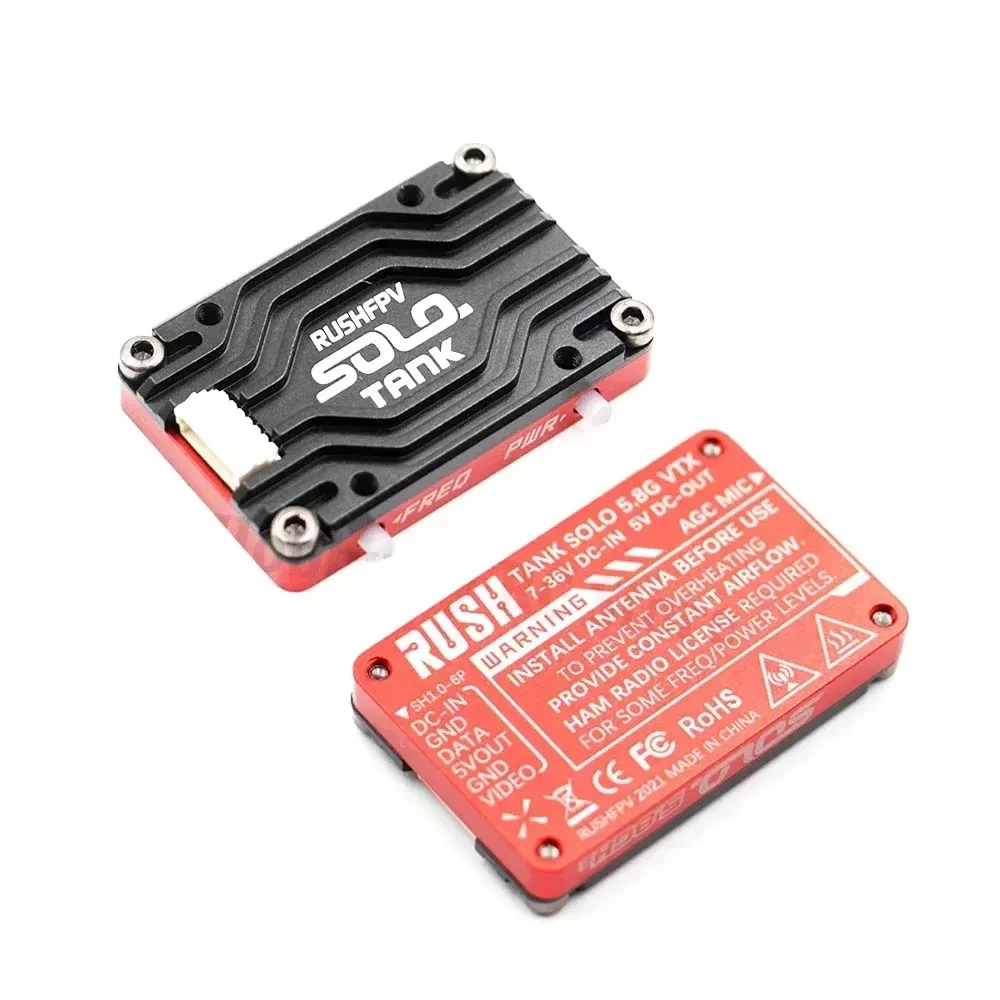 SmCpRUSHFPV RUSH TANK SOLO VTX 5.8G 48CH PitMode Pitmode 25mW 400mW 800mW 1.6W Adjustable 2-6S Microphone For FPV Long Range Dro