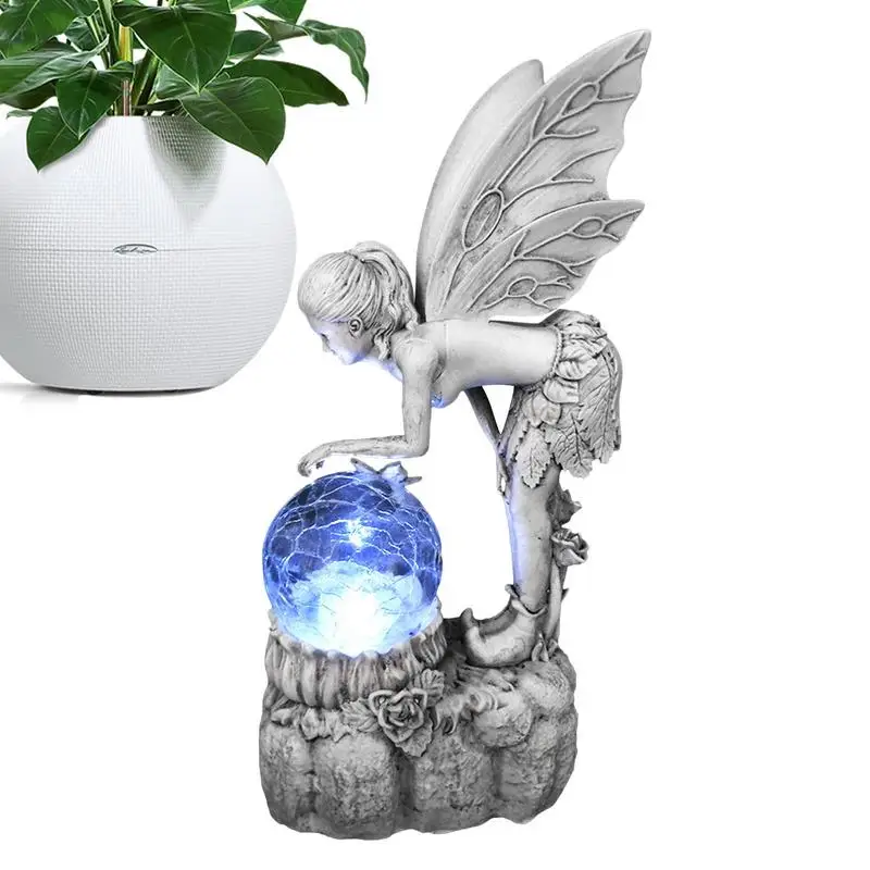 

Art Garden Decor Solar Angel Garden Statue Solar Garden Sculpture With LED Housewarming Gift Resin Sculpture Garden Fairy Statue