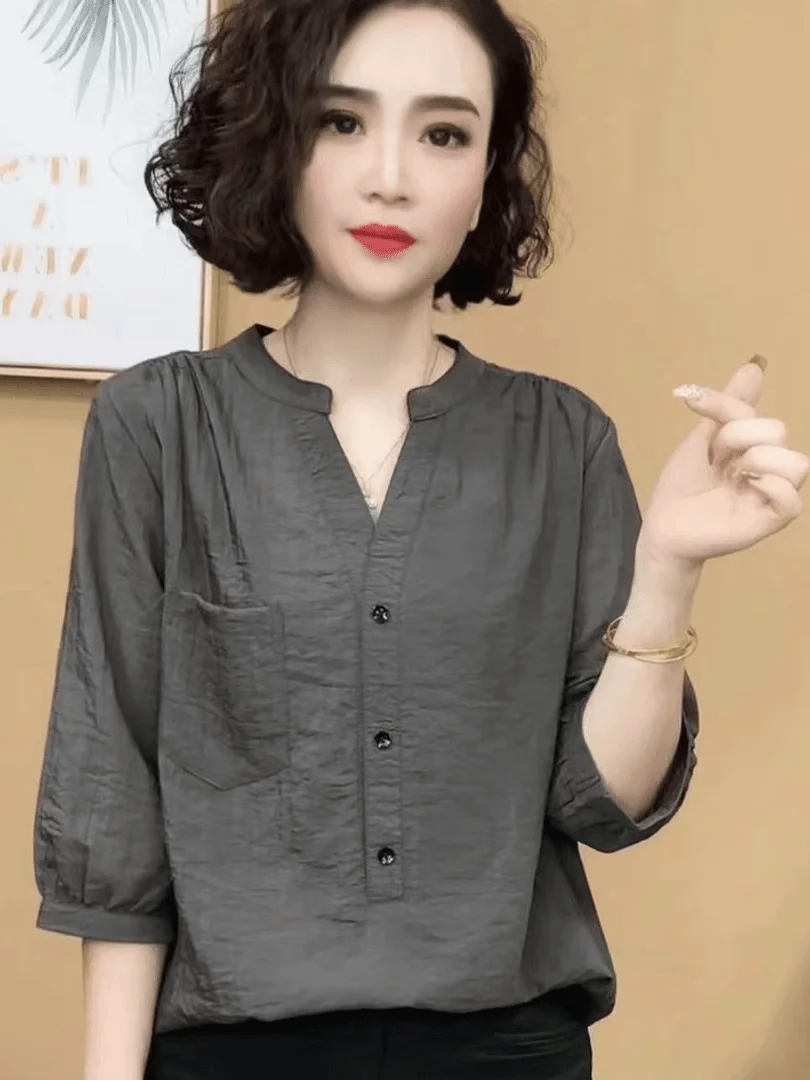 

Женские летние модные топы больших размеров для похудения, шикарные, закрывающие мясо, на пуговицах, повседневные, винтажные, грушевидные, для тела