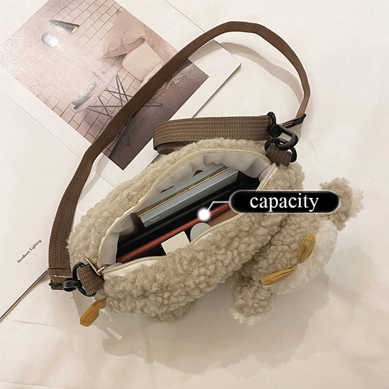 Lovely Cartoon Cow Shape Plush Messenger Bag Kid Designer Bag Cattle Crossbody Bags Small Handbags Coin Bag Purse Women\'S Bag