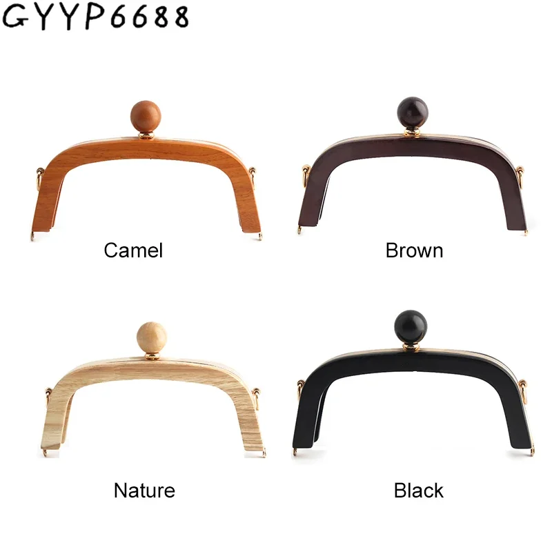 Solid Wood Metal Kiss Clasp Lock Handles For Women Replacement Purse Frame Handbags Shoulder Clutch Bags DIY Craft Accessories