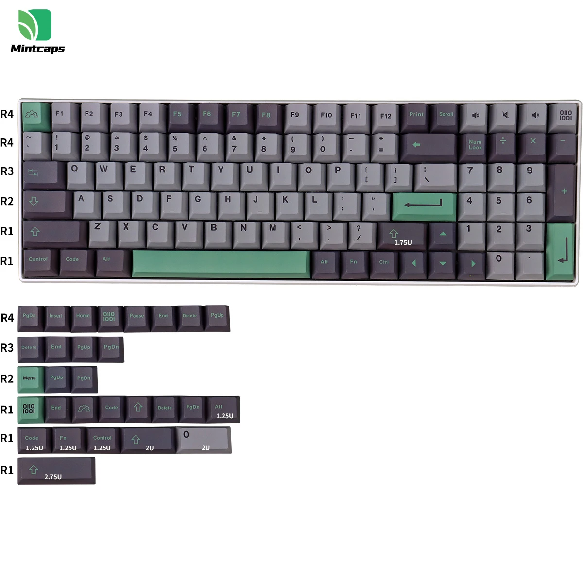 0110 Key cap gray PBT thermal sublimation 129 key cherry original factory highly compatible mechanical keyboard 64/87/980