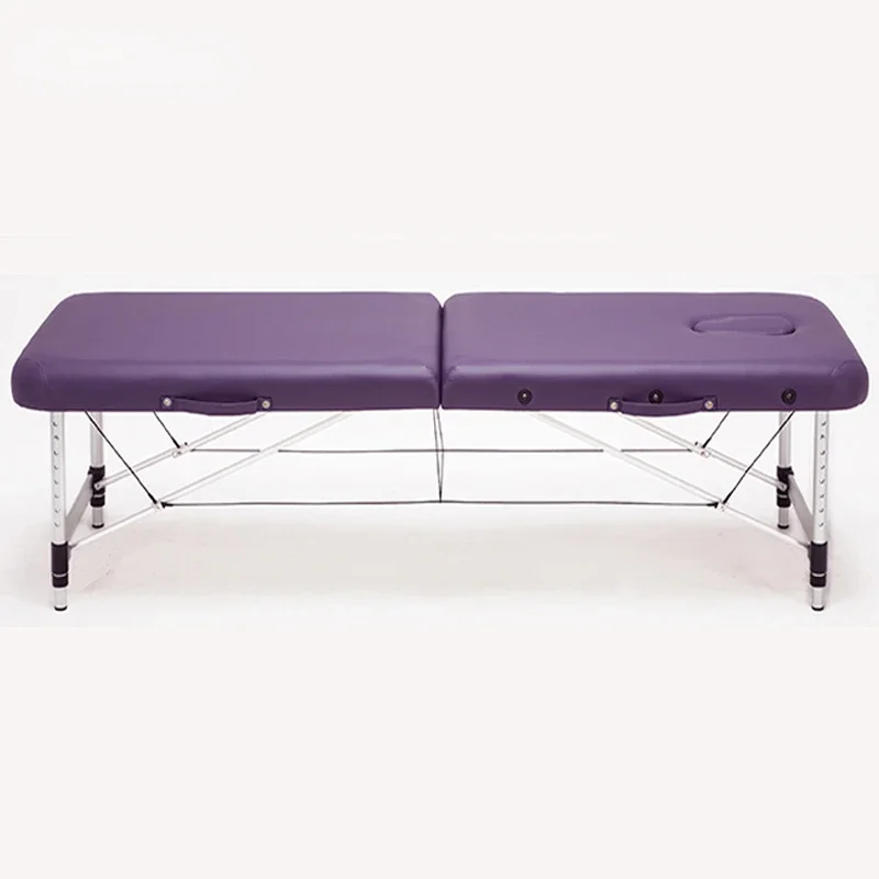 

Portable Foldable Furniture Tattoo Spa Two-Fold Leather Aluminum Alloy Beauty Massage Table Bed With Pillow Patio Facial